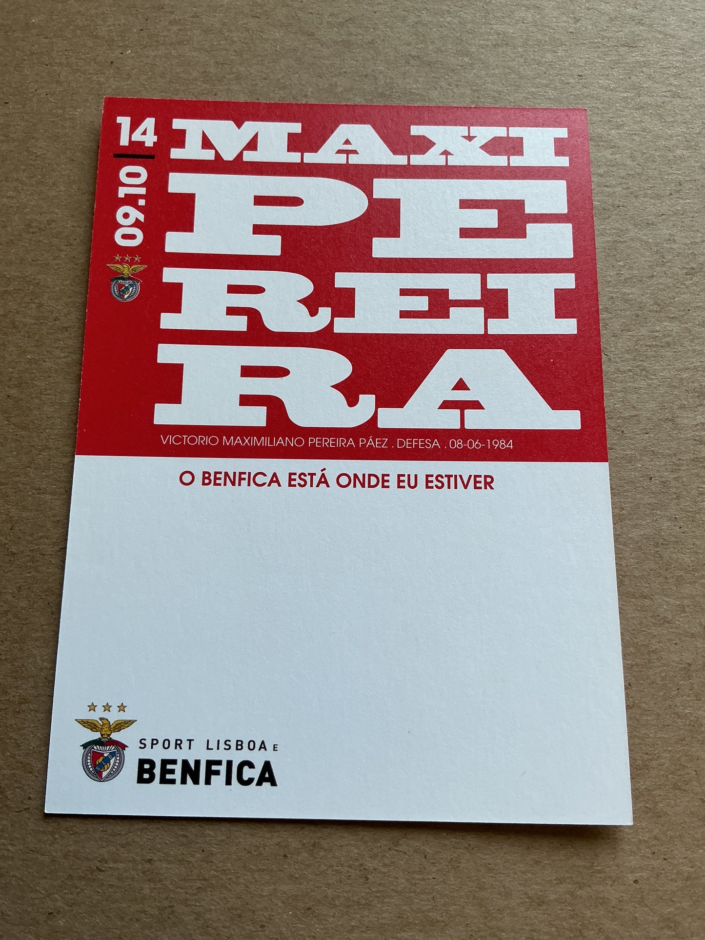 Maxi Perreira, Uruguay 🇺🇾 SL Benfica 2009/10 hand signed