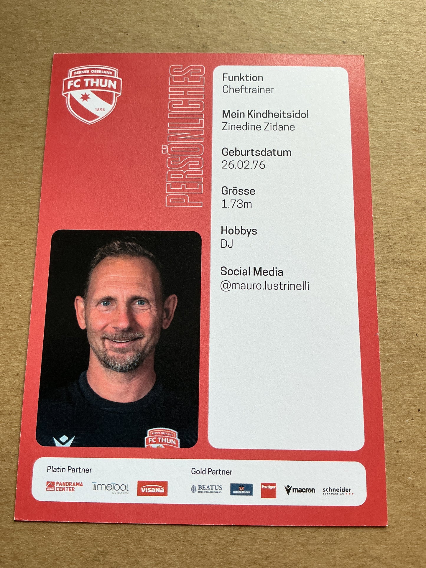 Mauro Lustrinelli, Switzerland 🇨🇭 FC Thun 2024/25 hand signed