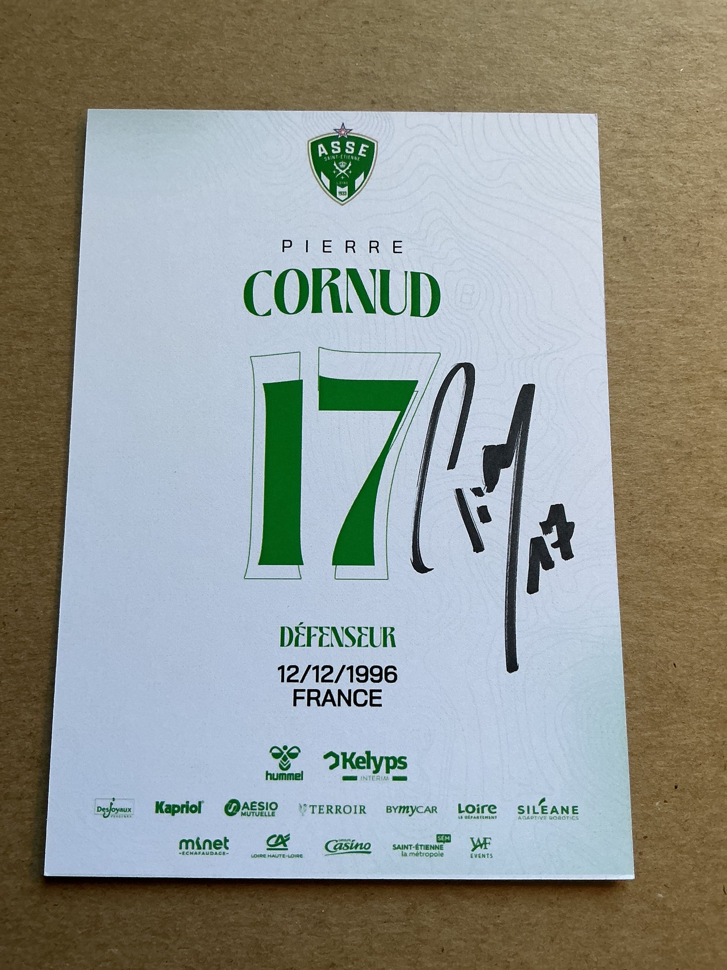 Pierre Cornud, France 🇫🇷 AS Saint-Etienne 2024/25 hand signed