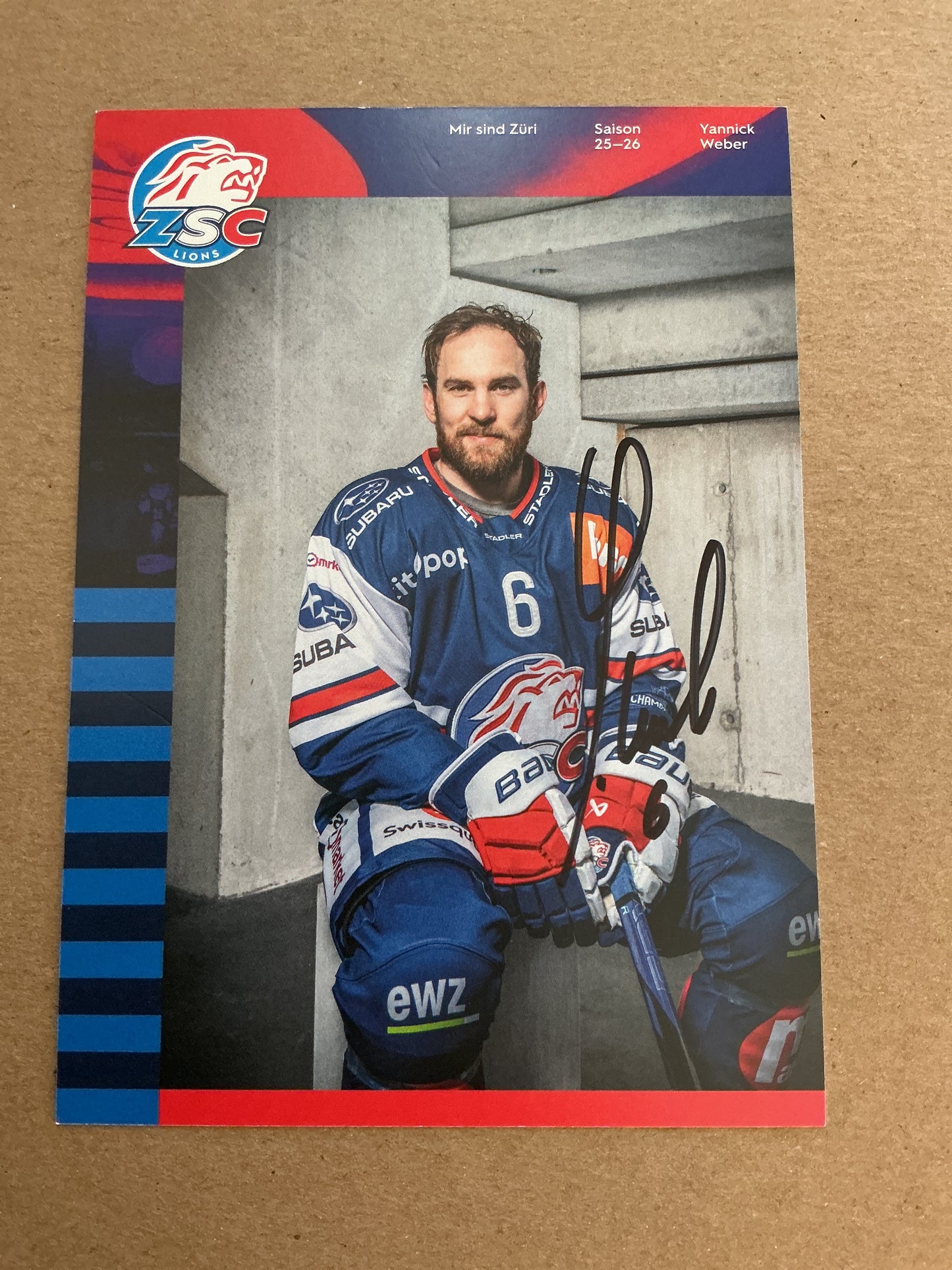 Yannick Weber, Switzerland 🇨🇭 ZSC Lions 2025/26 hand signed