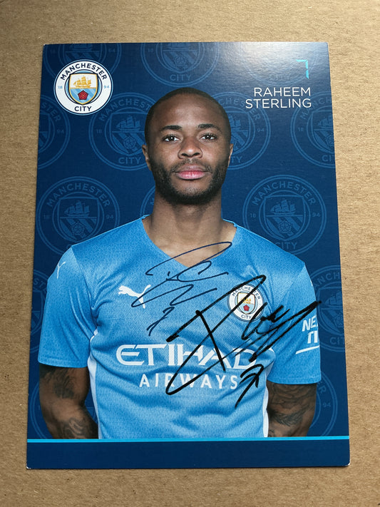 Raheem Sterling, England 🏴󠁧󠁢󠁥󠁮󠁧󠁿 Manchester City 2021/22 hand signed