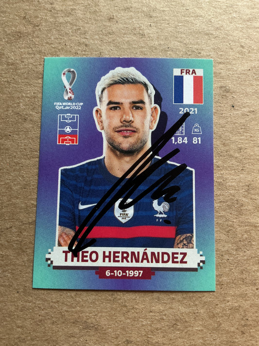Theo Hernandez, France 🇫🇷 FIFA World Cup 2022 Panini hand signed