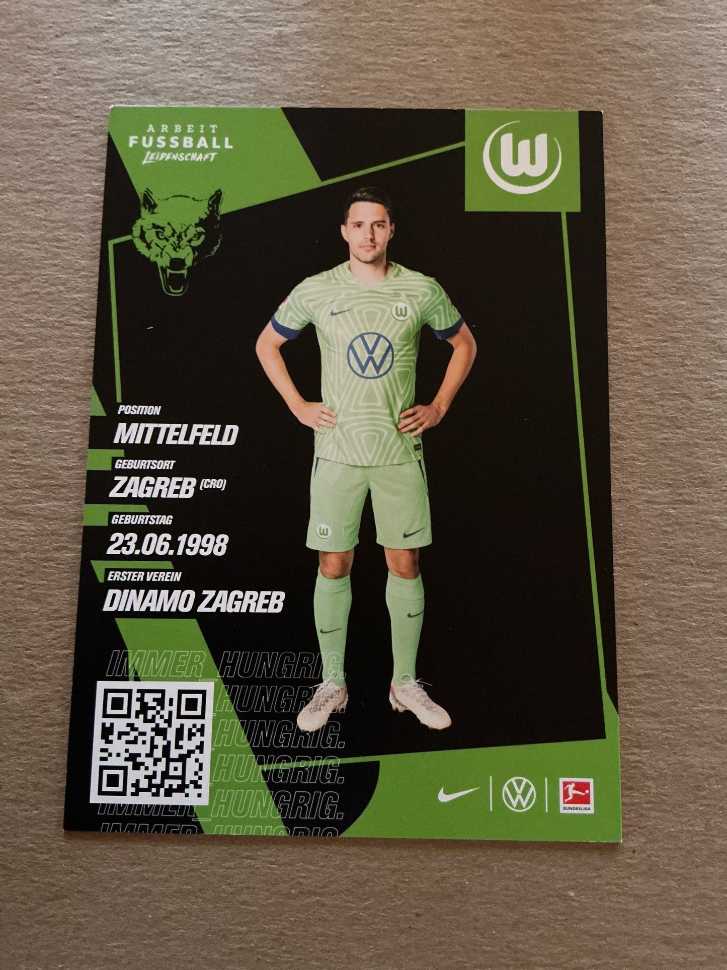 Josip Brekalo, Croatia 🇭🇷 VfL Wolfsburg 2022/23 hand signed