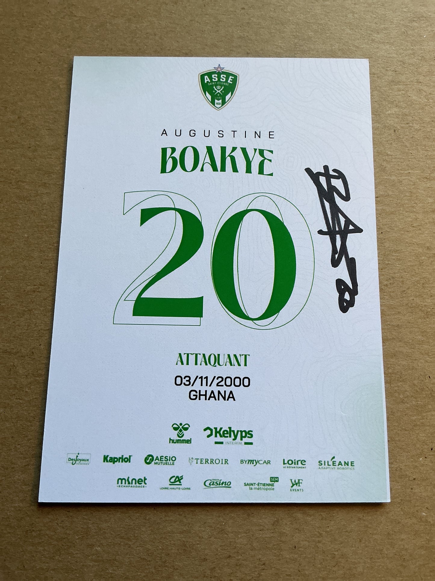 Augustine Boakye, Ghana 🇬🇭 AS Saint-Etienne 2024/25 hand signed