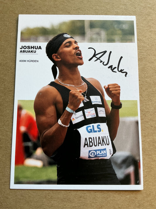Joshua Abuaku, Germany 🇩🇪 Athletics Summer Olympics 2024 hand signed