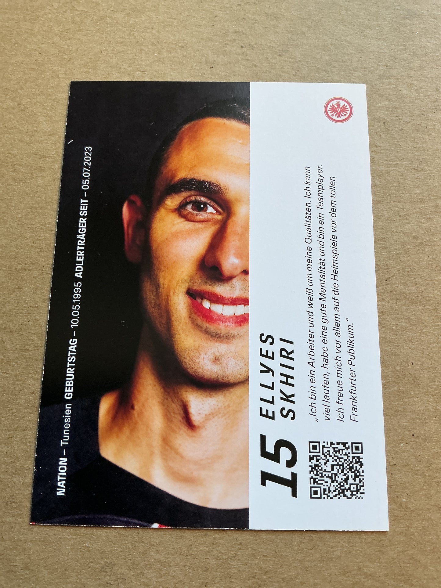 Elyes Skhiri, Tunisia 🇹🇳 Eintracht Frankfurt 2023/24 hand signed