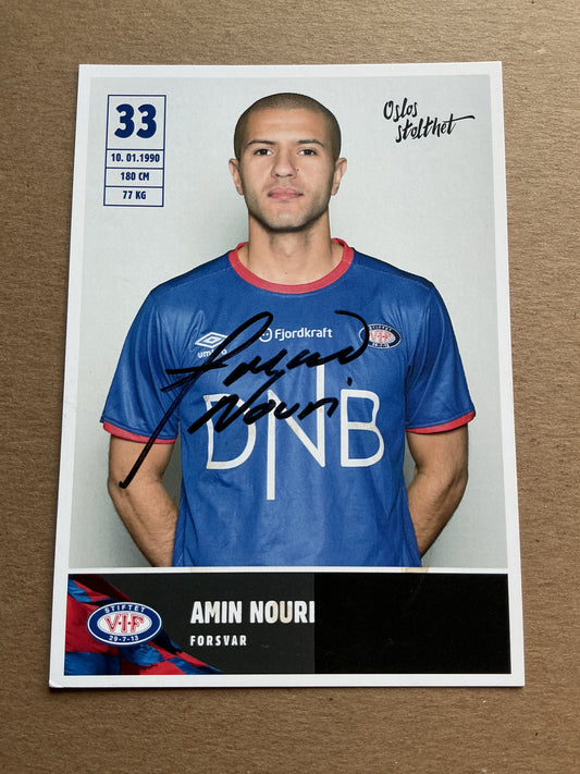 Amin Nouri, Norway 🇳🇴 Vålerenga IF 2019/20 hand signed