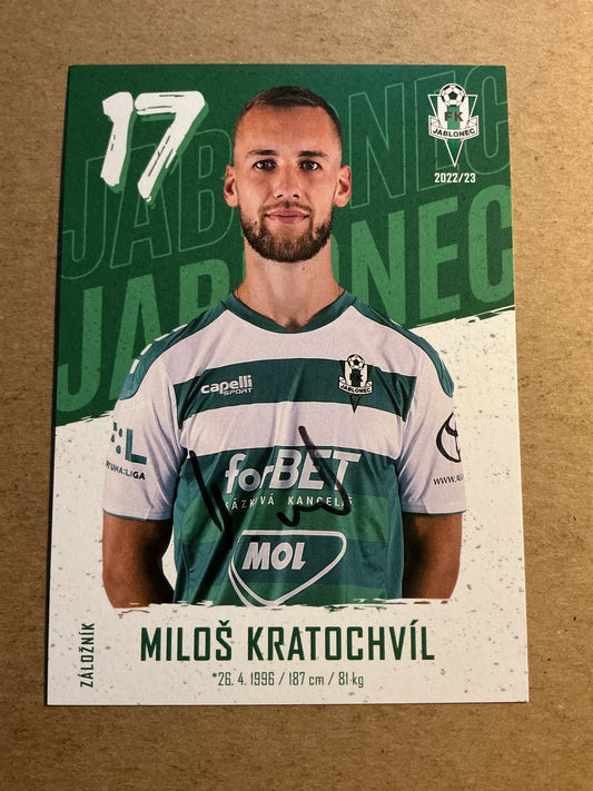 Miloš Kratochvíl, Czech Republic 🇨🇿 FK Jablonec 2022/23 hand signed