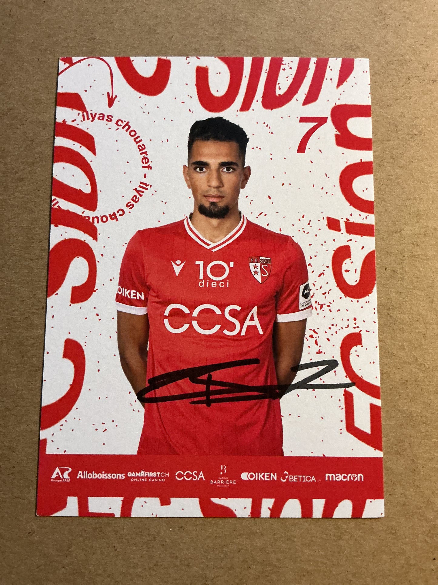 Ilyas Chouaref, France 🇫🇷 FC Sion 2023/24 hand signed