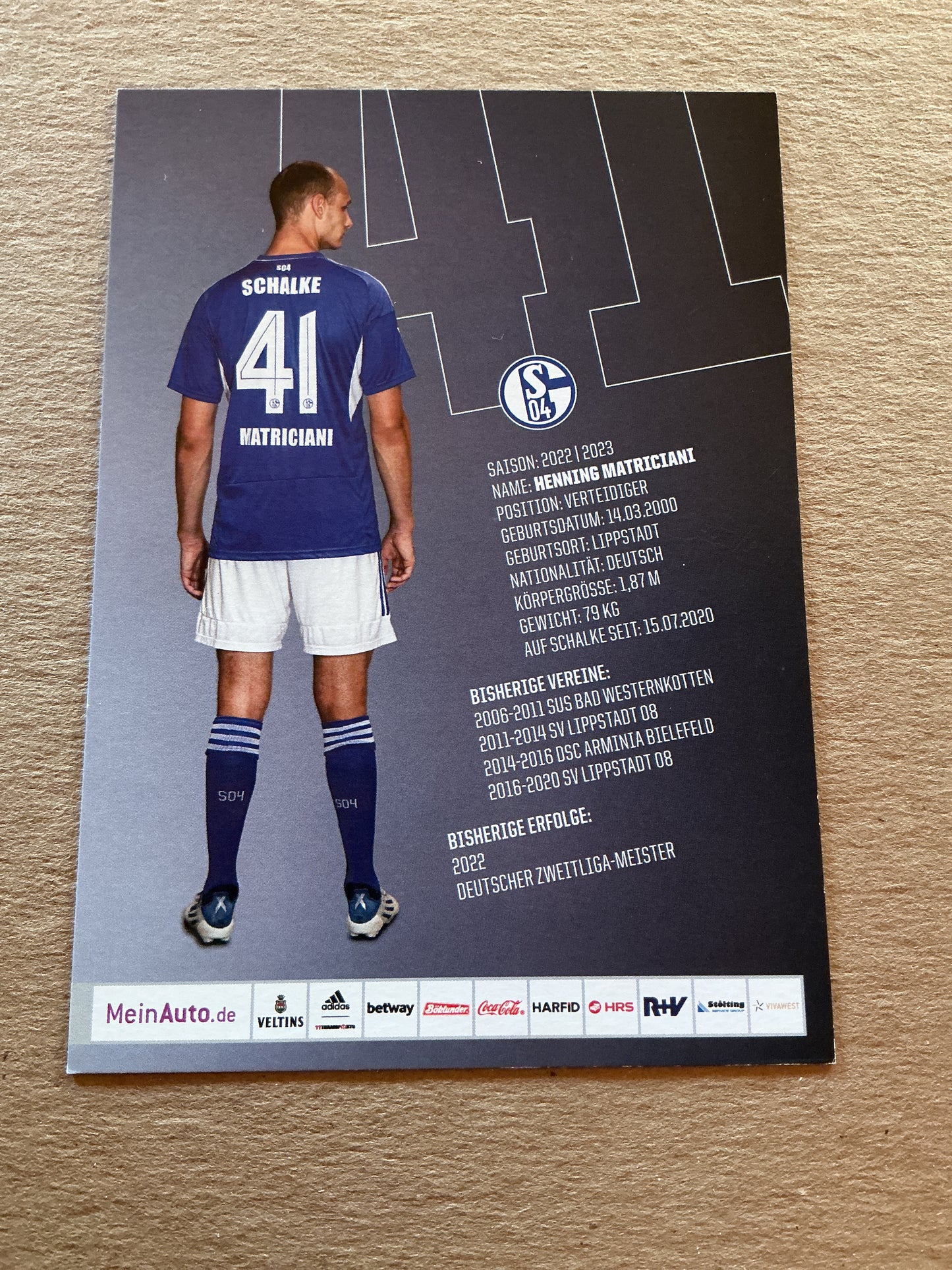 Henning Matricini, Germany 🇩🇪 FC Schalke 04 2022/23 hand signed