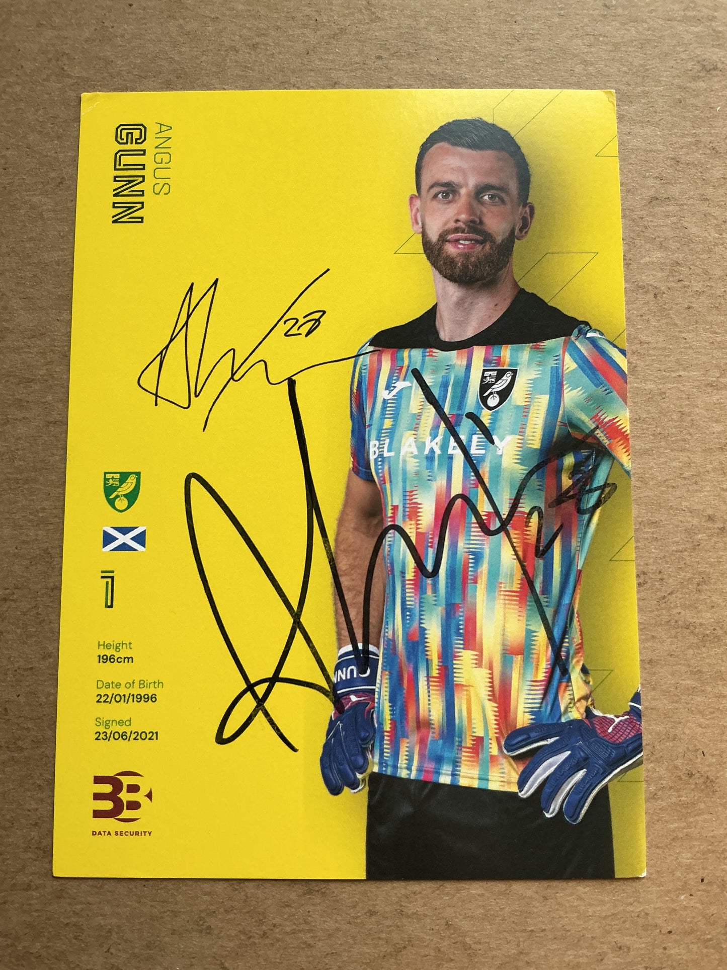 Angus Gunn, Scotland 🏴󠁧󠁢󠁳󠁣󠁴󠁿 Norwich City 2024/25 hand signed