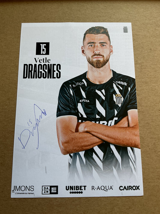 Vetle Dragsnes, Norway 🇳🇴 Sporting Charleroi 2023/24 hand signed