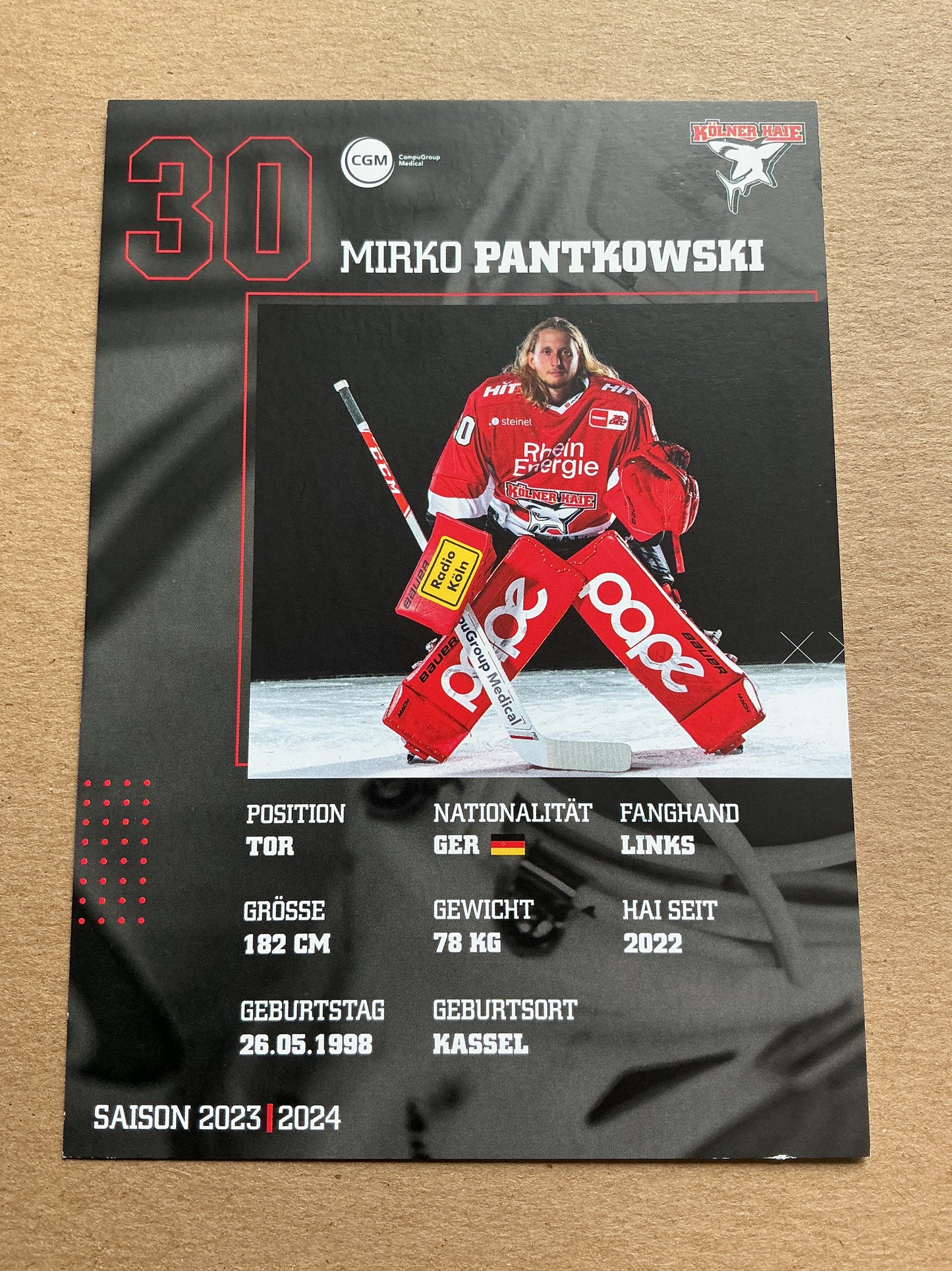 Mirko Pantkowski, Germany 🇩🇪 Kölner Haie 2023/24 hand signed