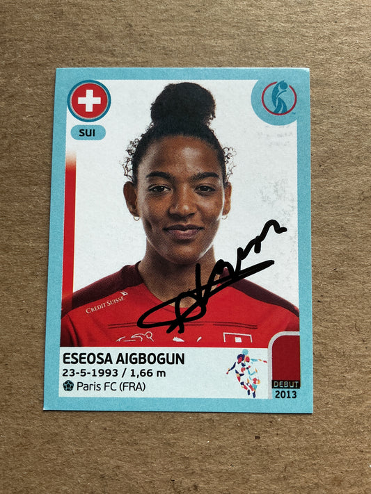 Eseosa Aigbogun, Switzerland 🇨🇭 UEFA Women’s Euro Cup 2022 Panini hand signed
