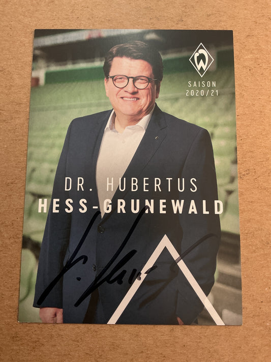 Hubertus Hess-Grunewald, Germany 🇩🇪 SV Werder Bremen 2020/21 hand signed