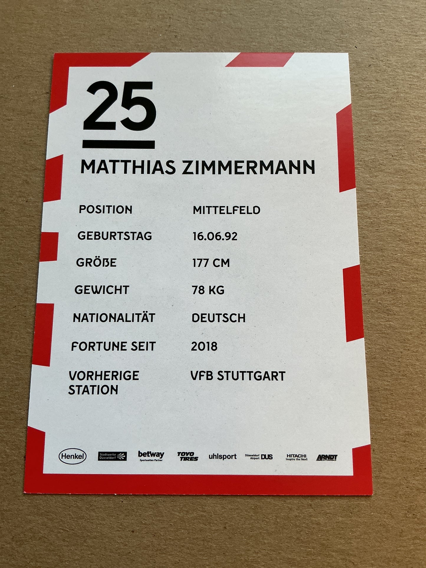 Matthias Zimmermann, Germany 🇩🇪 Fortuna Düsseldorf 2019/20 hand signed