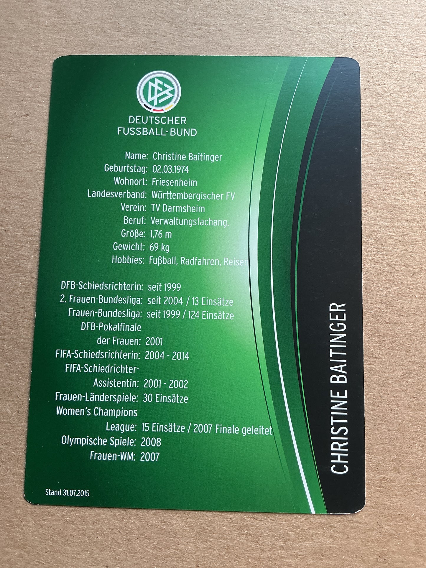 Christine Baitinger,  Germany 🇩🇪 Referee Summer Olympics hand signed