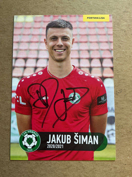 Jakub Šiman, Czech Republic 🇨🇿 1.FK Příbram 2020/21 hand signed