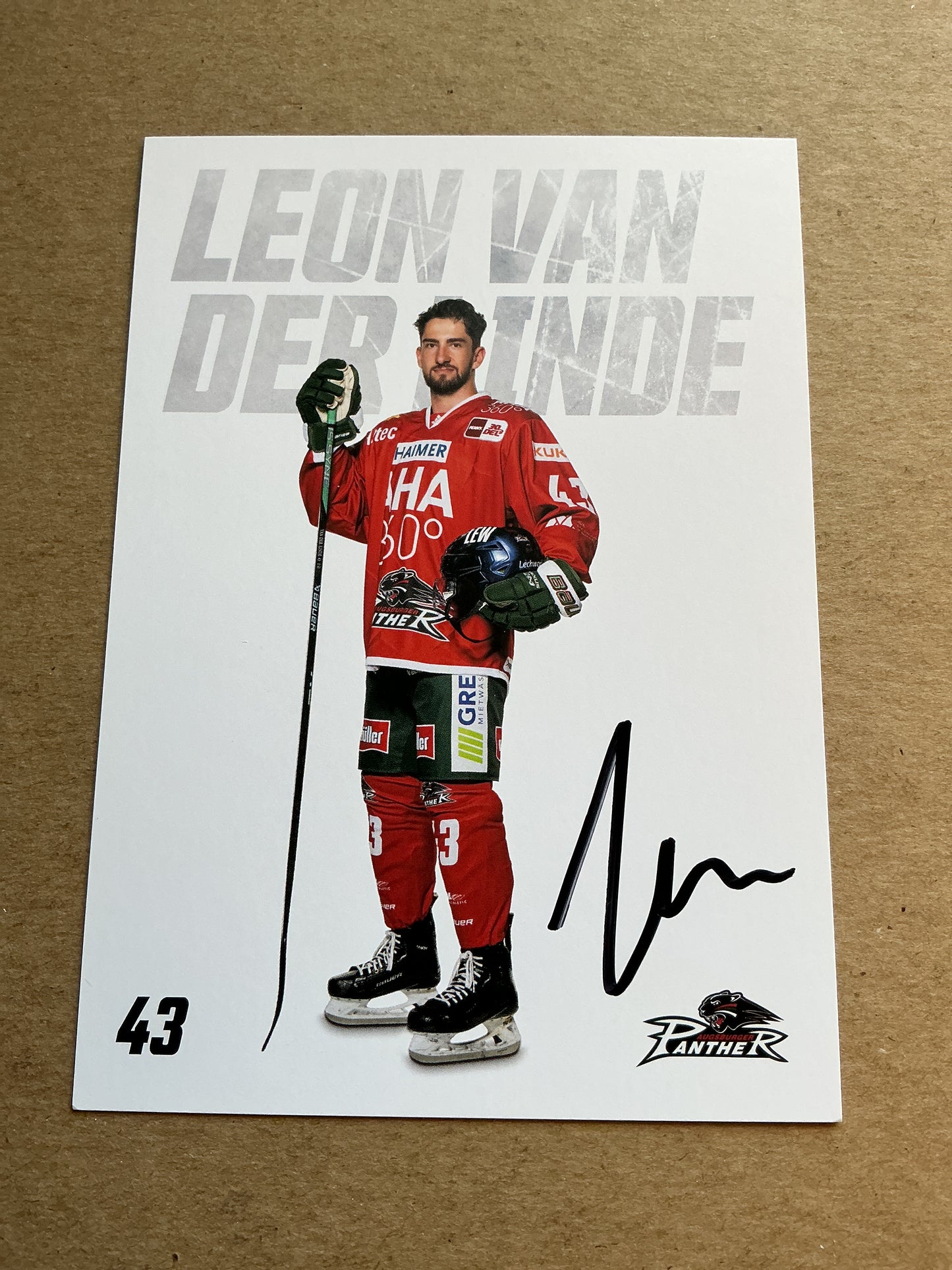 Leon van der Linde, Germany 🇩🇪 Augsburg Panther 2023/24 hand signed
