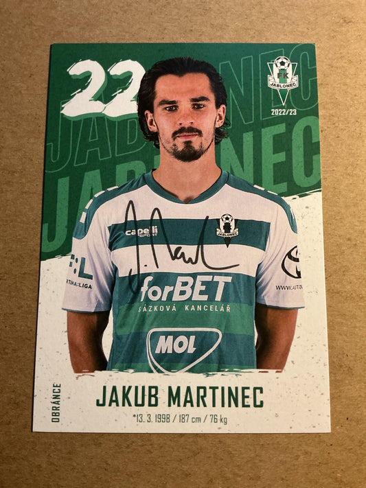 Jakub Martinec, Czech Republic 🇨🇿 FK Jablonec 2022/23 hand signed