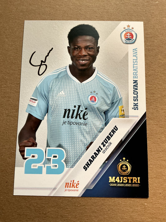 Sharani Zuberu, Ghana 🇬🇭 ŠK Slovan Bratislava 2022/23 hand signed
