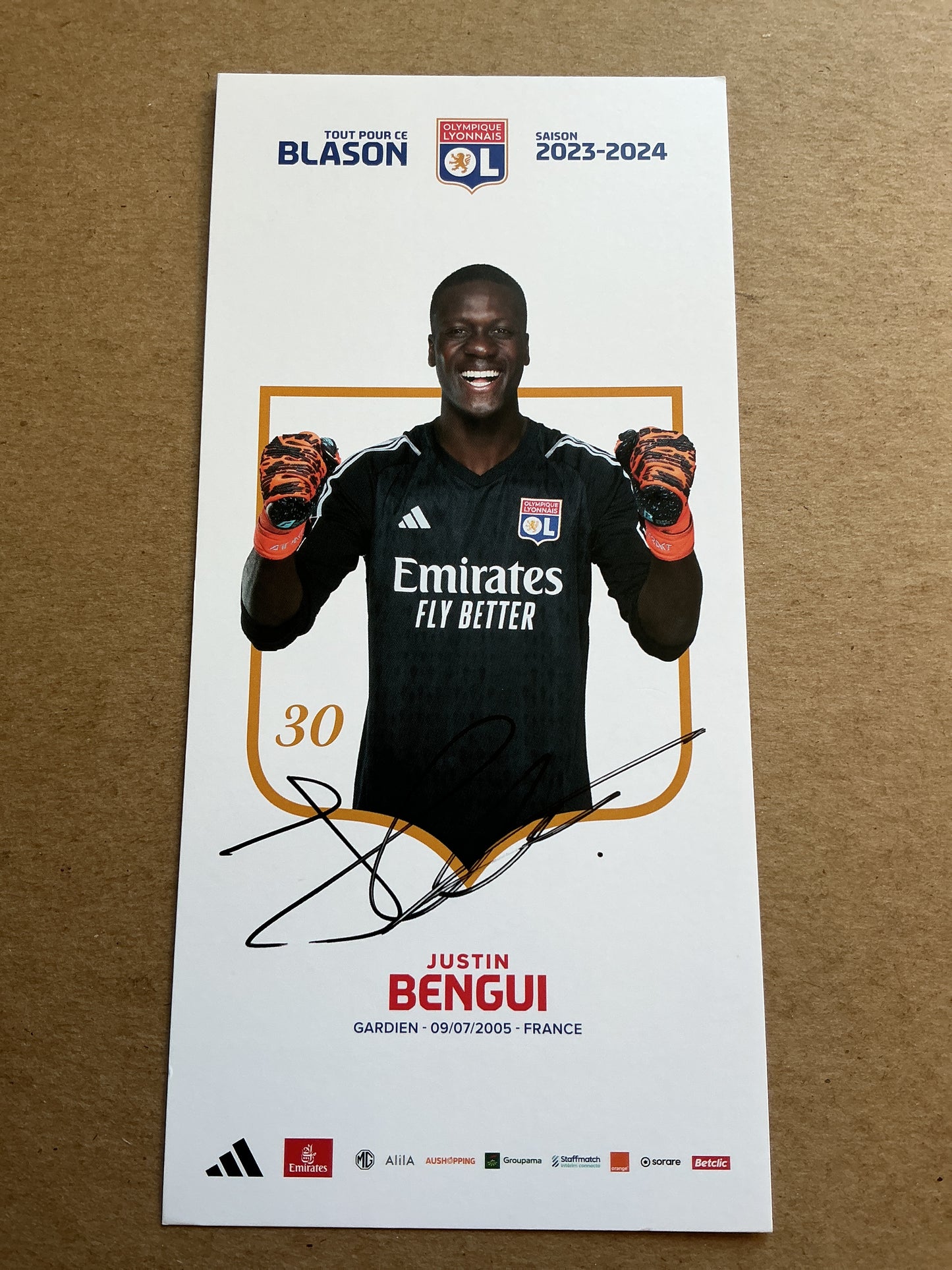Justin Bengui, France 🇫🇷 Olympique Lyon 2023/24 hand signed