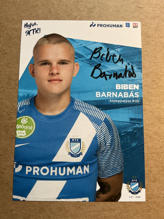 Barnabás Biben, Hungary 🇭🇺 MTK Budapest FC 2023/24 hand signed