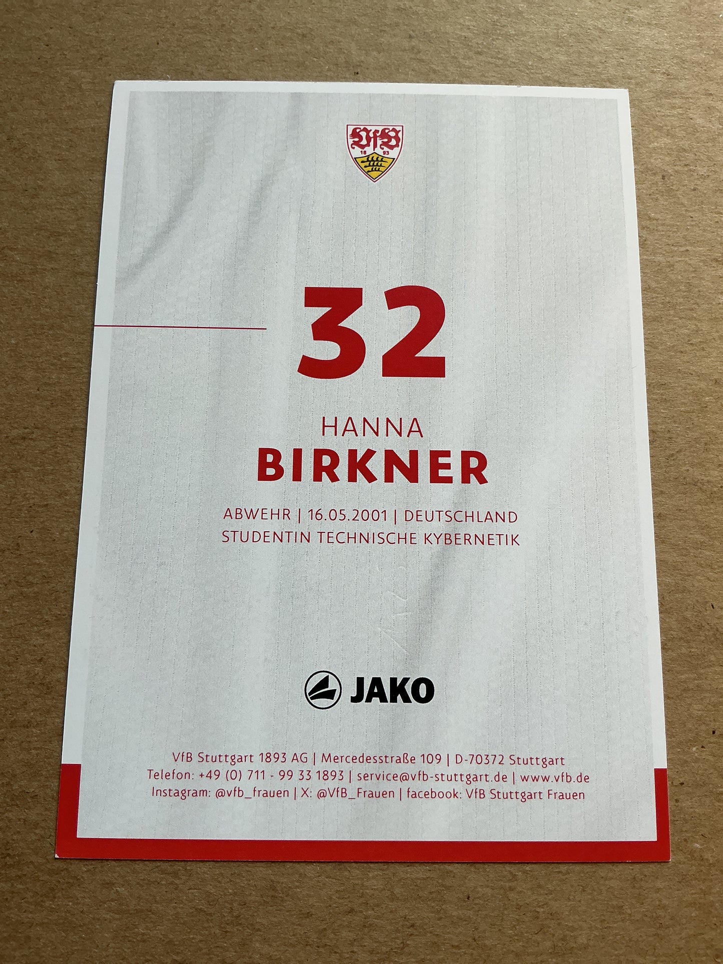 Hanna Birkner, Germany 🇩🇪 VfB Stuttgart 2024/25 hand signed