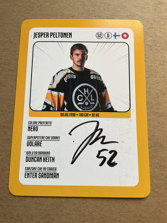 Jesper Peltonen, Finland 🇫🇮 HC Lugano 2025/26 hand signed
