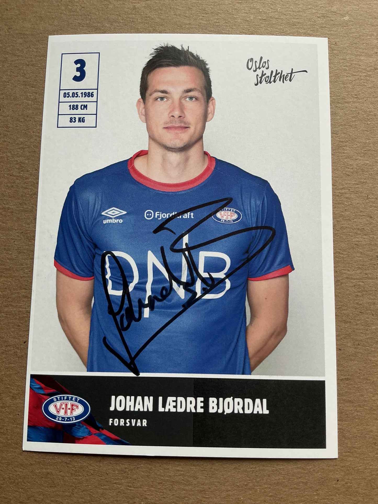 Johan Bjørdal, Norway 🇳🇴 Vålerenga IF 2019/20 hand signed