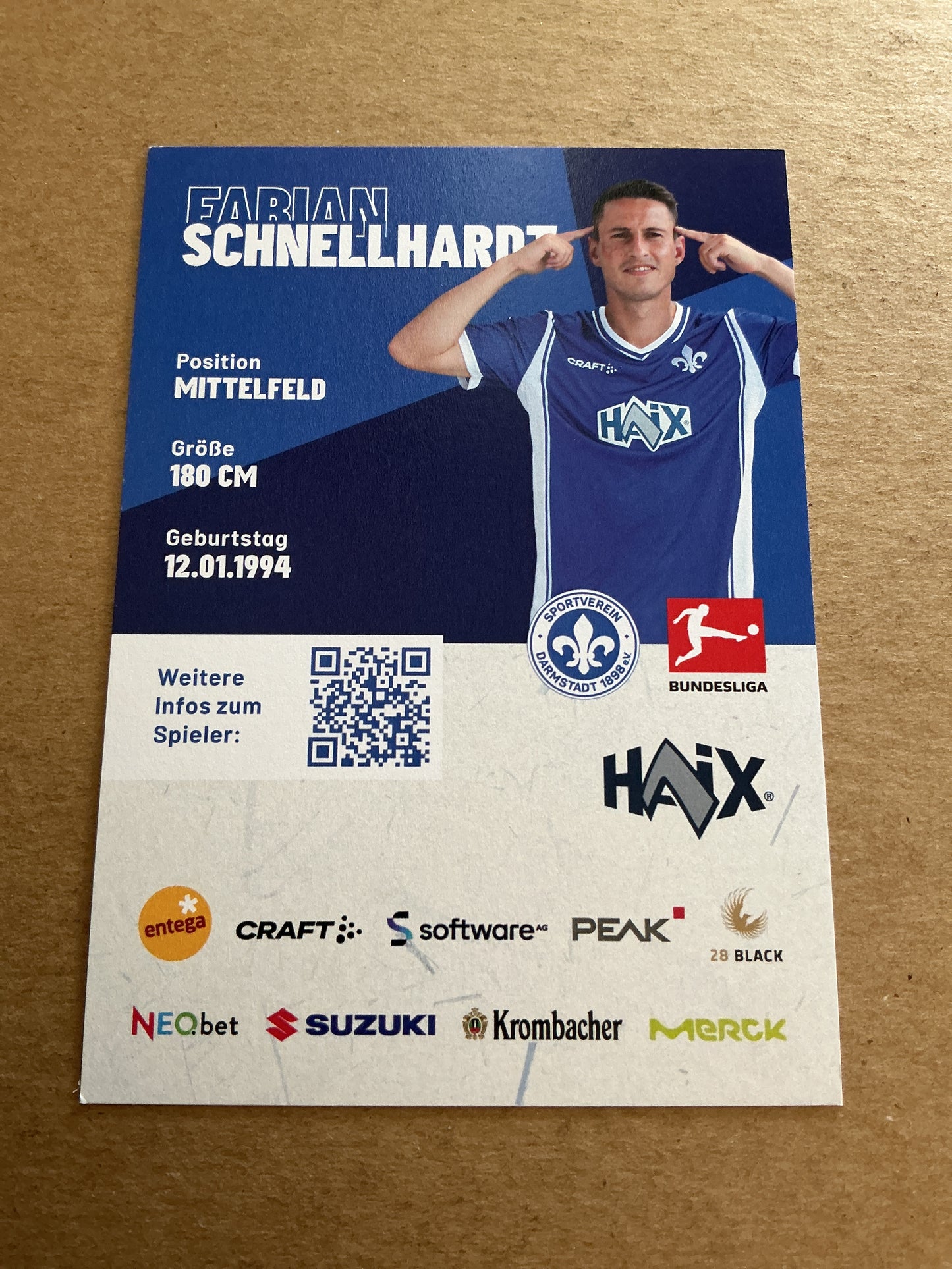 Fabian Schnellhardt, Germany 🇩🇪 SV Darmstadt 98 2023/24 hand signed