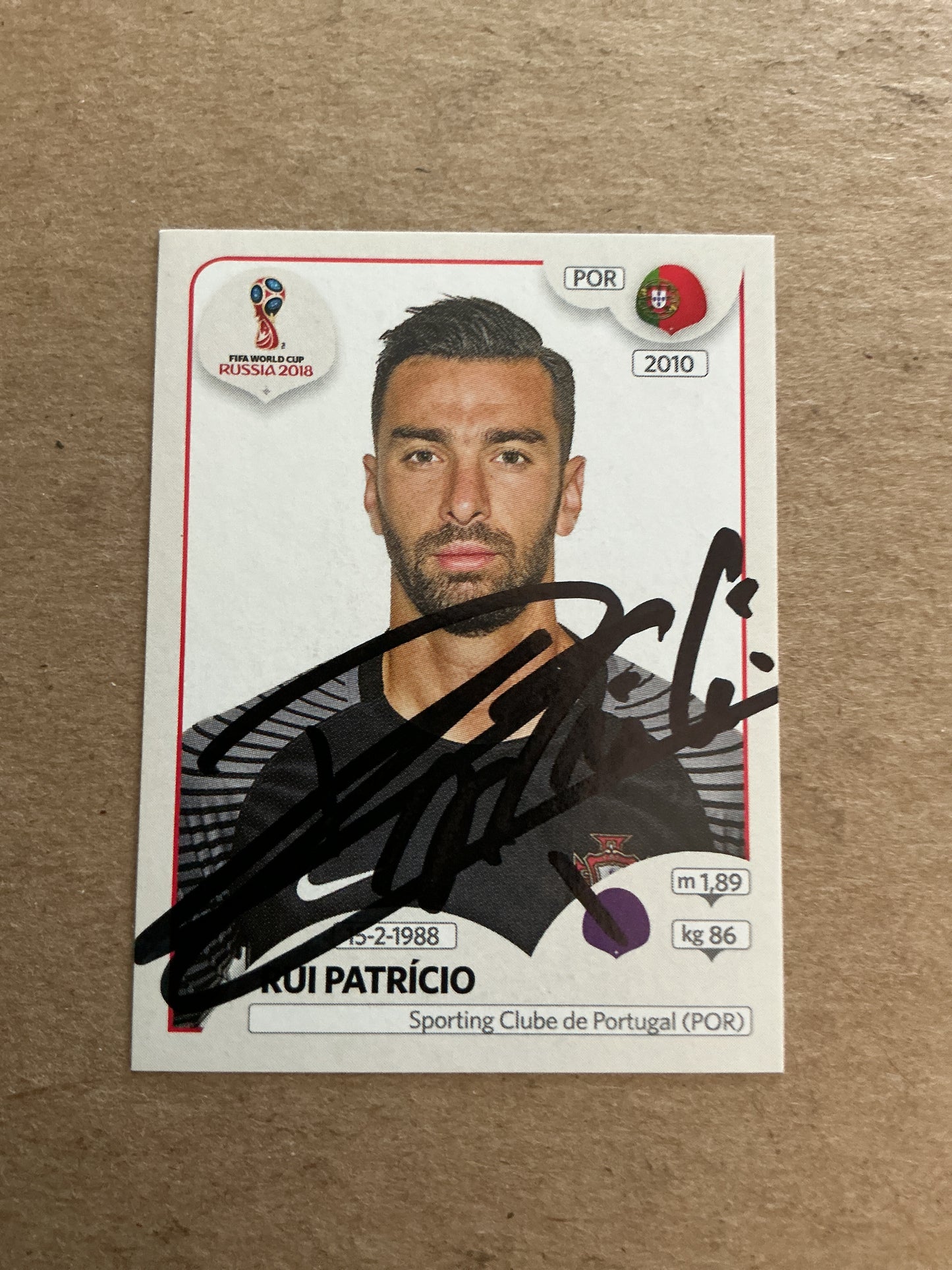 Rui Patricio, Portugal 🇵🇹 FIFA World Cup 2018 Panini hand signed