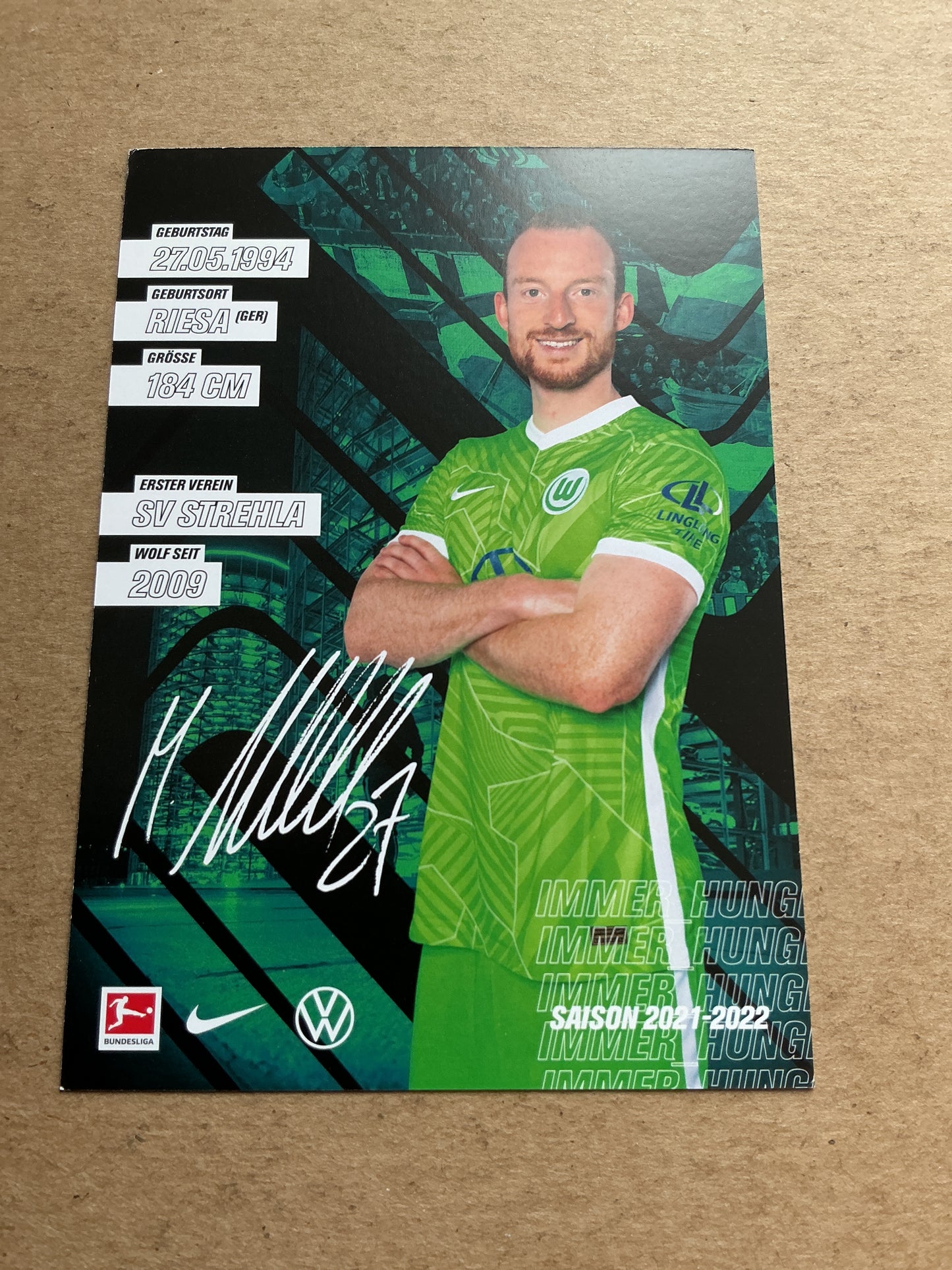 Maximilian Arnold, Germany 🇩🇪 VfL Wolfsburg 2021/22 hand signed