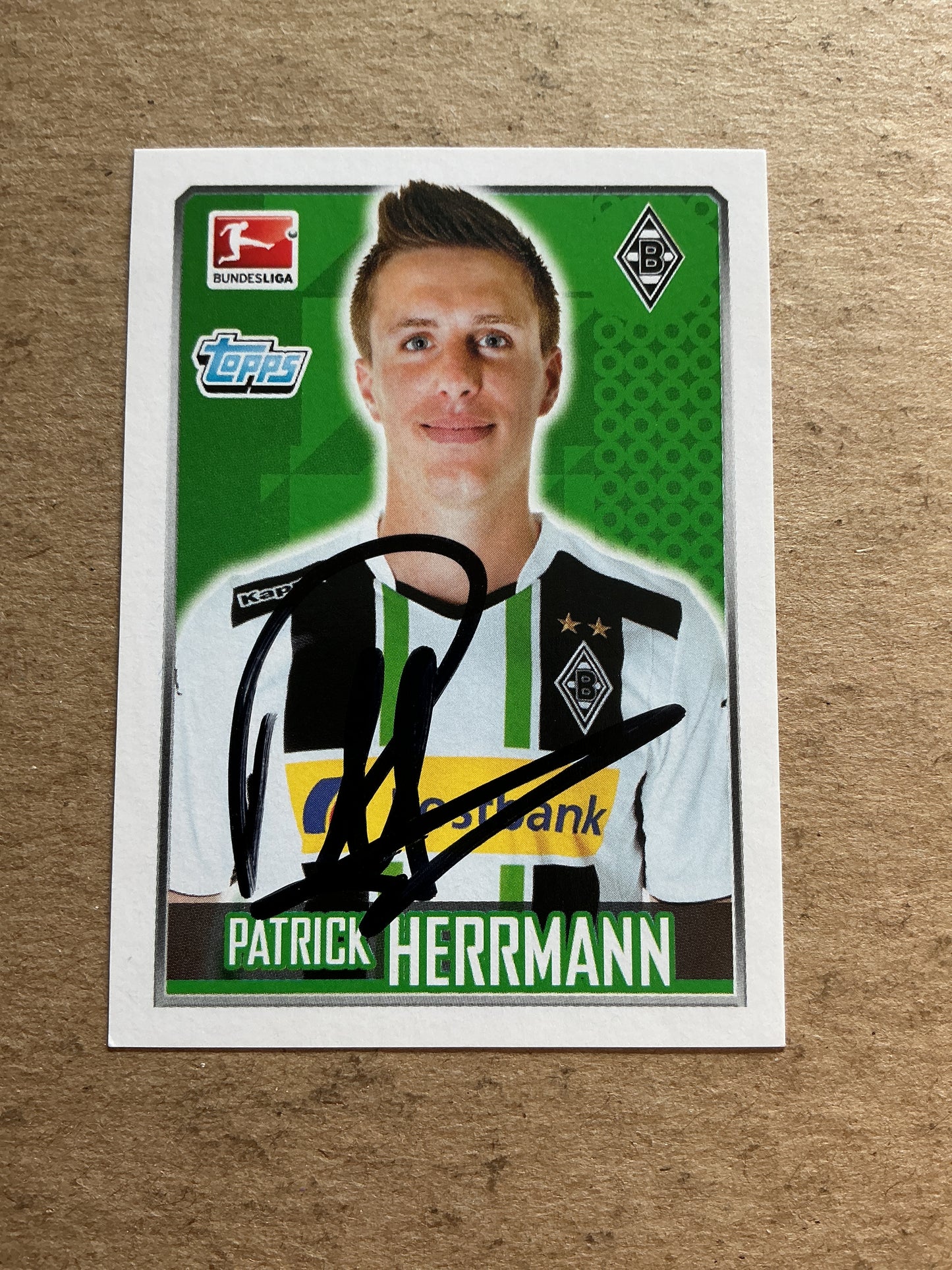 Patrick Herrmann, Germany 🇩🇪 Borussia Mönchengladbach 2014/15 Topps hand signed