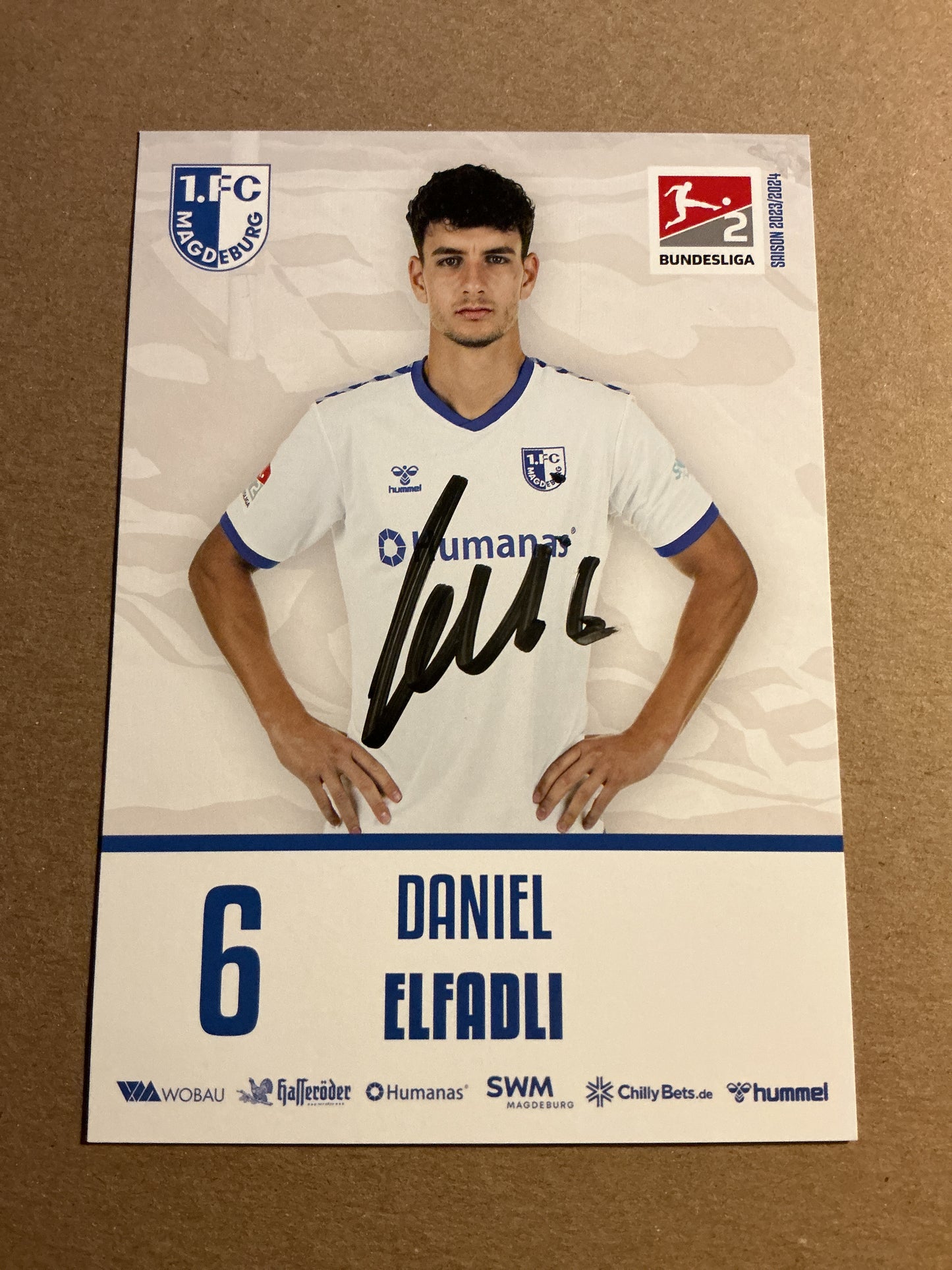 Daniel Efadli, Libya 🇱🇾 1.FC Magdeburg 2023/24 hand signed