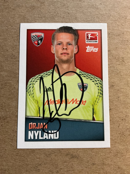 Ørjan Nyland, Norway 🇳🇴 FC Ingolstadt 2016/17 Topps hand signed