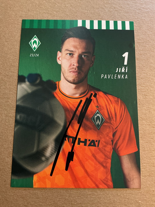 Jiri Pavlenka, Czech Republic 🇨🇿 SV Werder Bremen 2023/24 hand signed