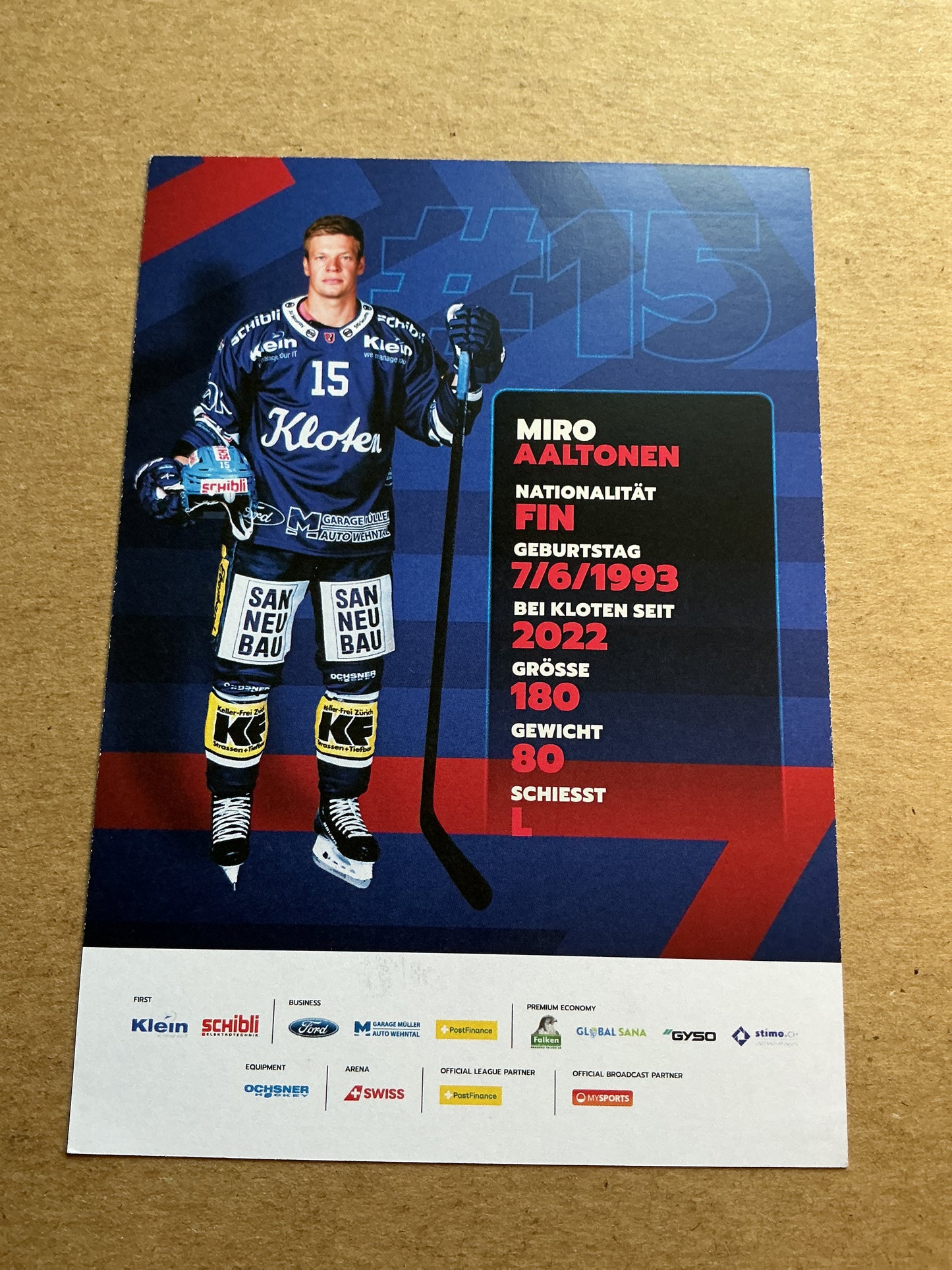 Miro Aaltonen, Finland 🇫🇮 EHC Kloten 2024/25 hand signed