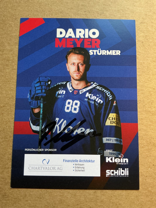 Dario Meyer, Switzerland 🇨🇭 EHC Kloten 2024/25 hand signed