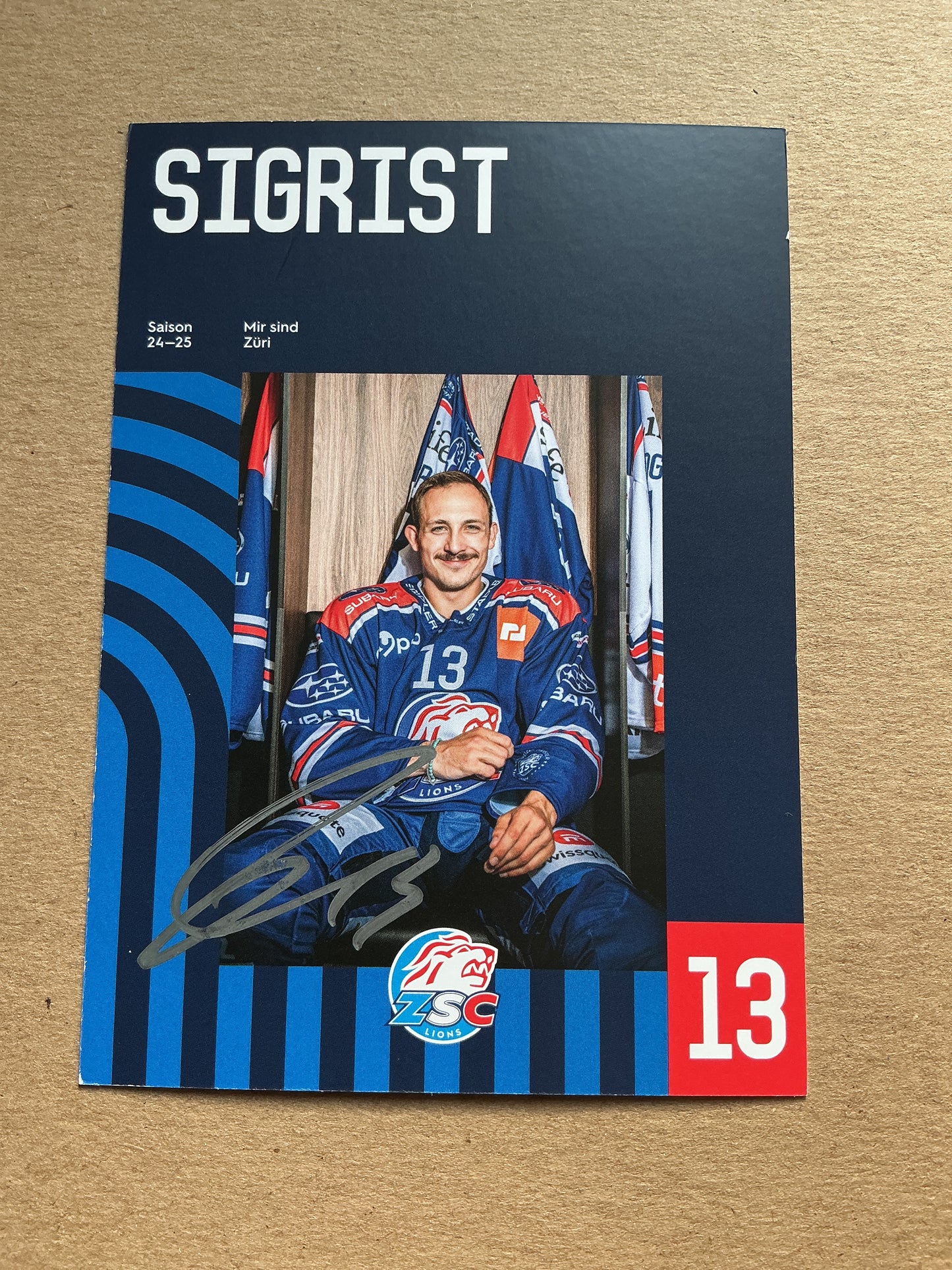 Justin Sigrist, Switzerland 🇨🇭 ZSC Lions 2024/25 hand signed