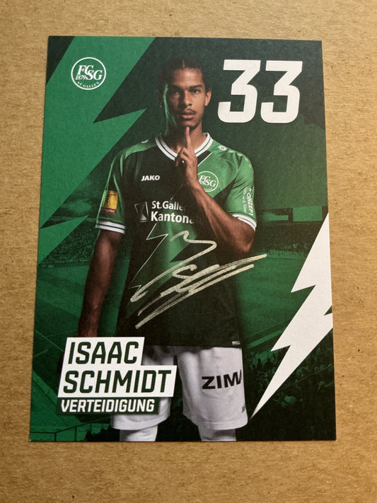 Isaac Schmidt, Germany 🇩🇪 FC St. Gallen 2022/23 hand signed