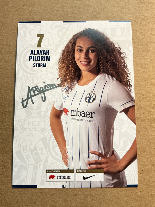 Alayah Pilgrim, Switzerland 🇨🇭 FC Zürich 2022/23 hand signed