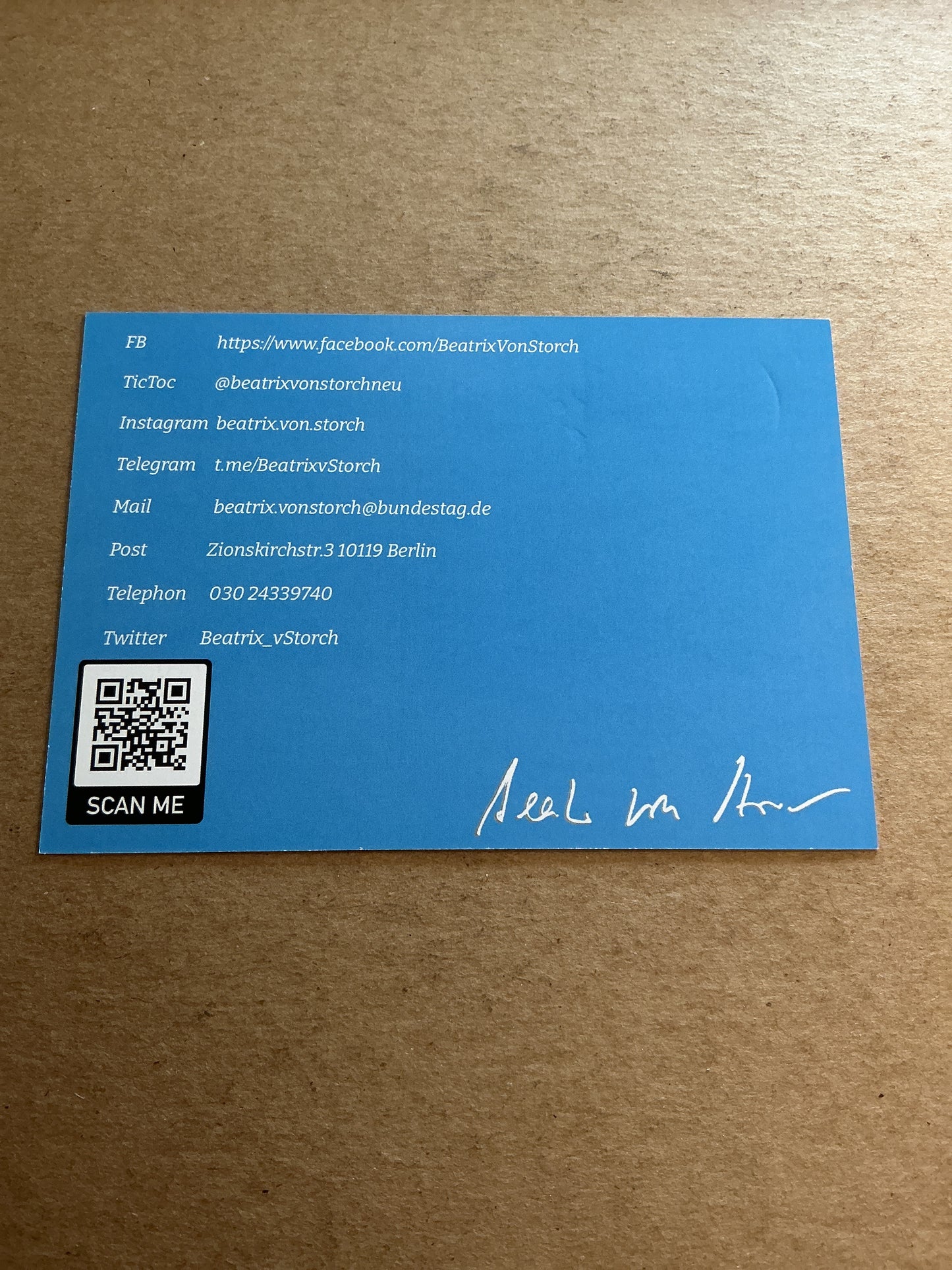 Beatrix von Storch, Germany 🇩🇪 Member of Parlament 2025 hand signed