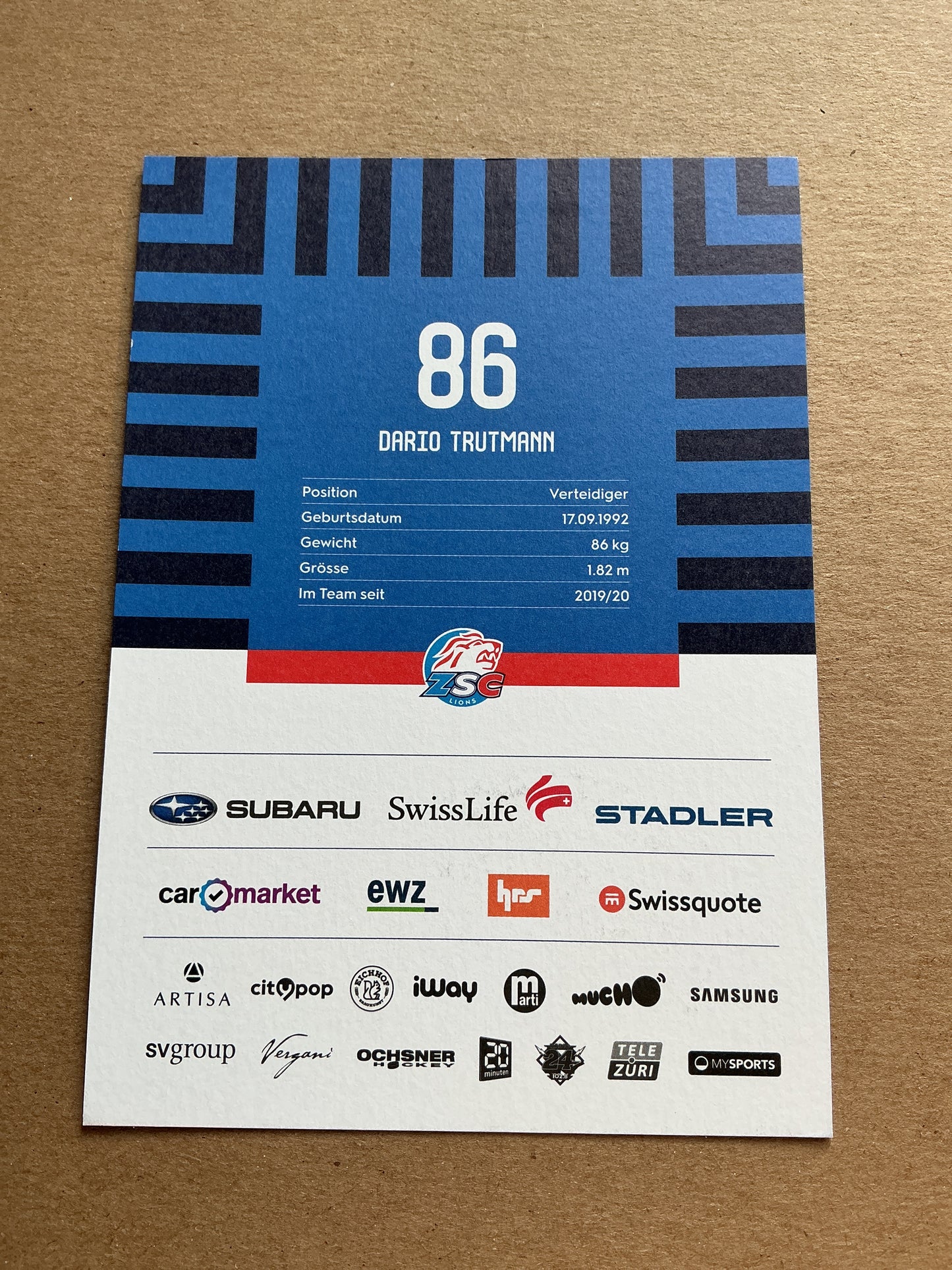 Dario Trutmann, Switzerland 🇨🇭 ZSC Lions 2024/25 hand signed