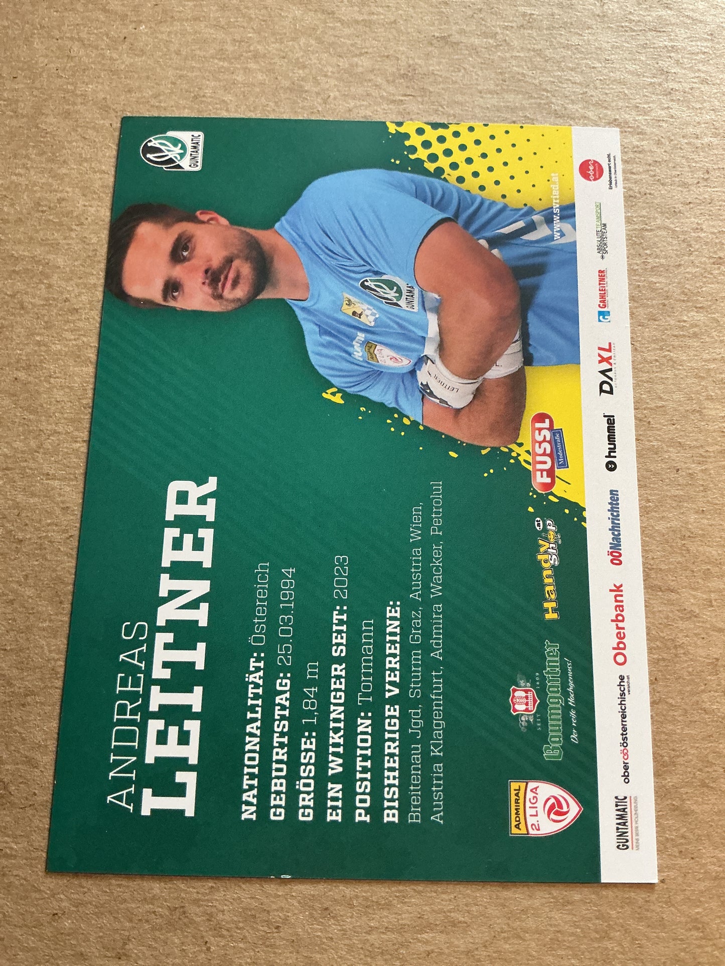 Andreas Leitner, Austria 🇦🇹 SV Ried 2024/25 hand signed