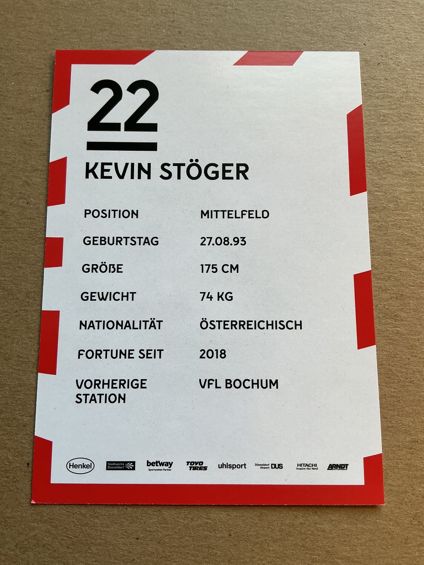 Kevin Stöger, Austria 🇦🇹 Fortuna Düsseldorf 2019/20 hand signed