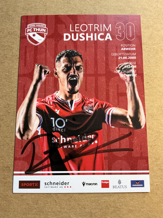 Leotrim Dushica, Switzerland 🇨🇭 FC Thun 2023/24 hand signed