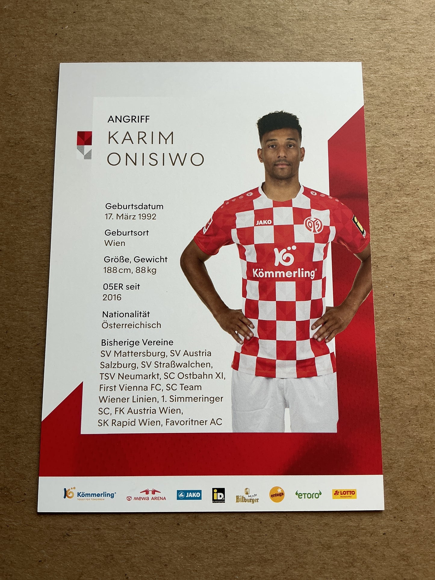 Karim Onisiwo, Austria 🇦🇹 FSV Mainz 05 2023/24 hand signed