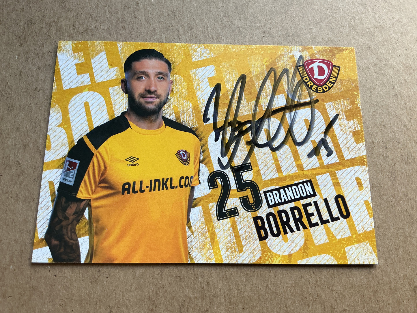 Brandon Borrello, Australia 🇦🇺 Dynamo Dresden 2021/22 hand signed