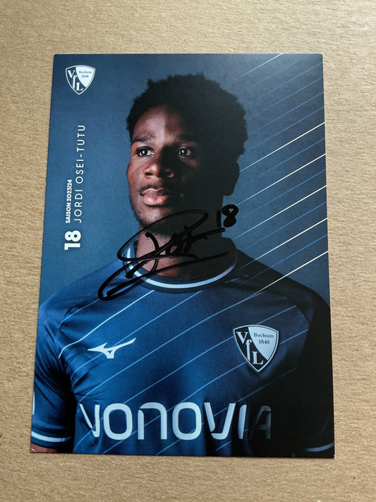 Jordi Osei-Tutu, England 🏴󠁧󠁢󠁥󠁮󠁧󠁿 VfL Bochum 2023/24 hand signed